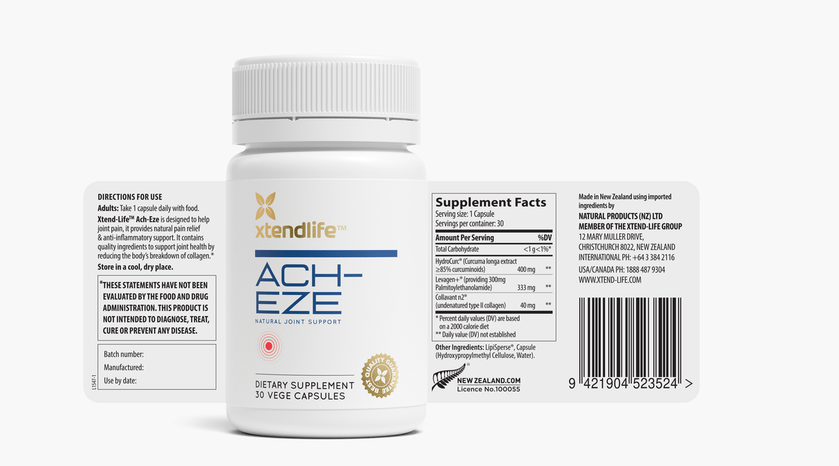 The nutritional label for Ach-Eze Joint Support