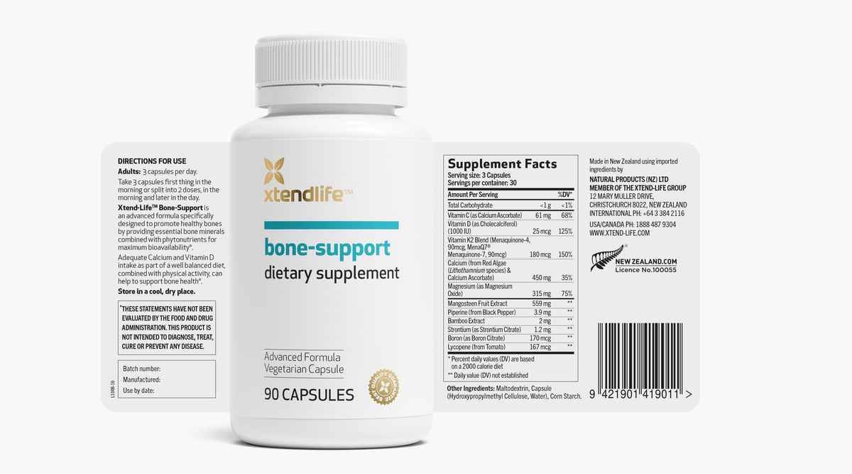 The nutritional label for Bone-Support