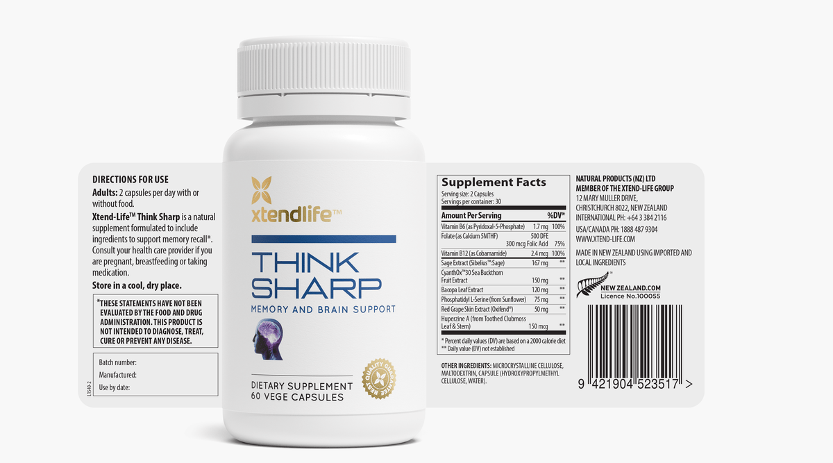 The nutritional label for Think Sharp